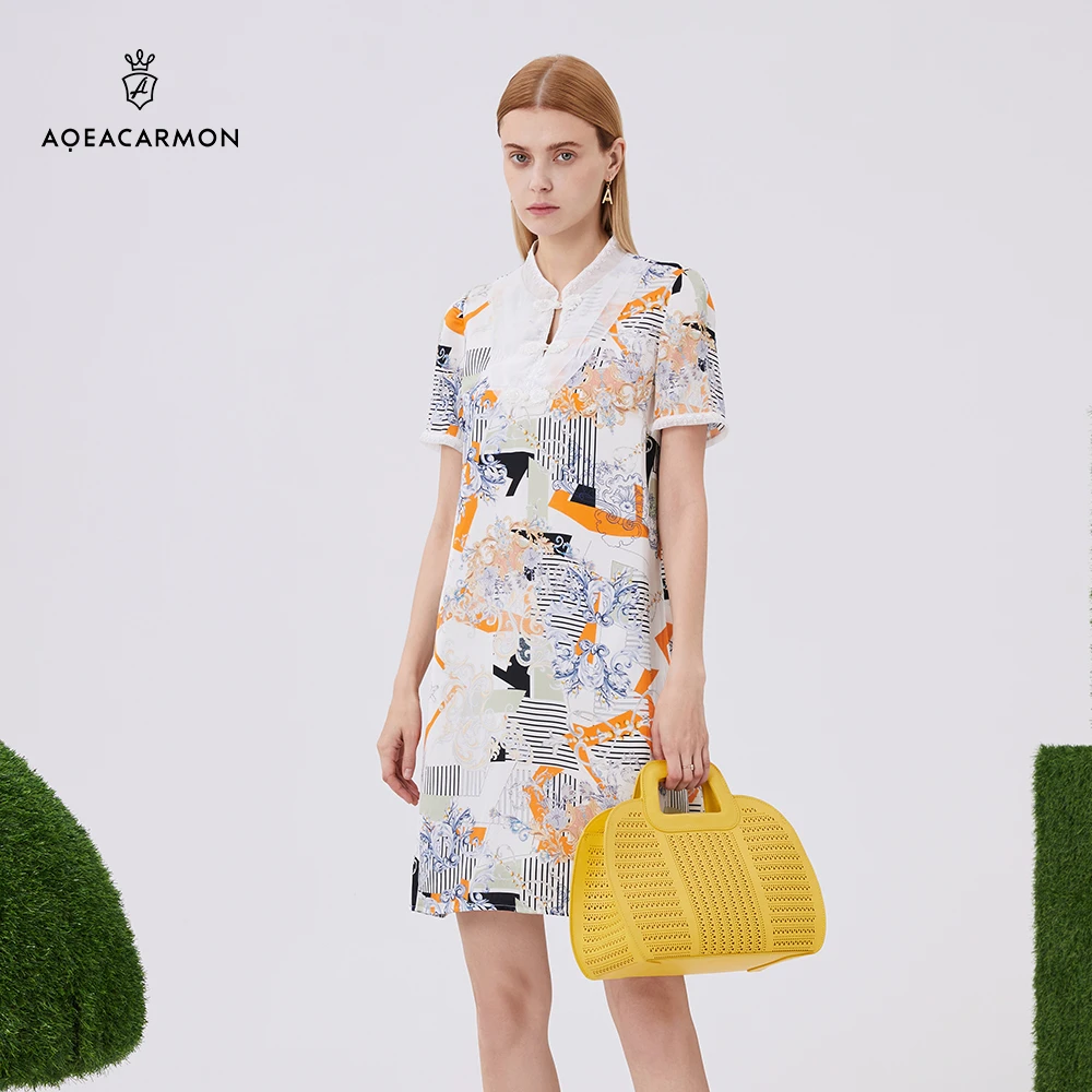 雅格上美 夏季女士新中式连衣裙 A22XF69D12