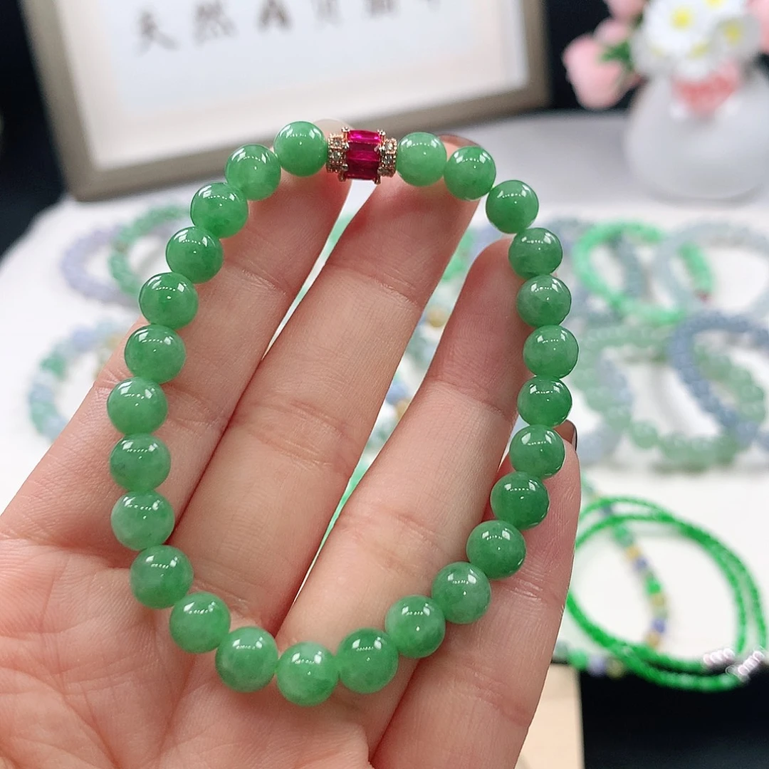 喵***糕翡翠未镶嵌手链6.8mm