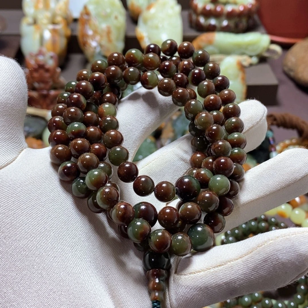 活***好透闪石质玉未镶嵌手链108粒8