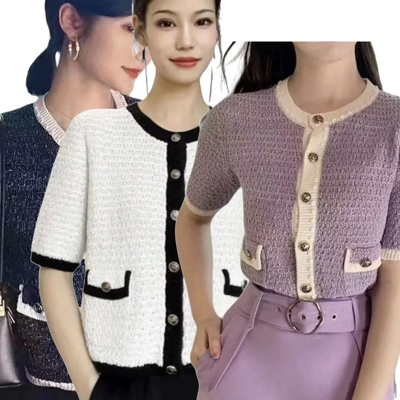 【商场同款】小香风针织开衫夏季新款气质轻奢显瘦短袖上衣5499206