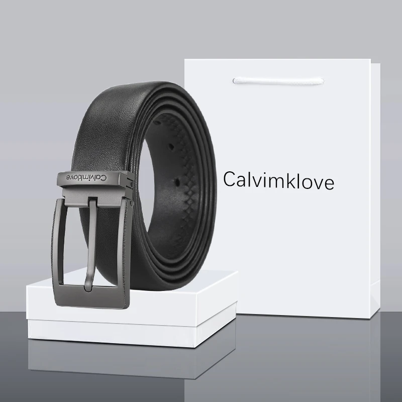 正品Calvimklove男士针扣皮带时尚潮流休闲裤带年轻人高档腰带