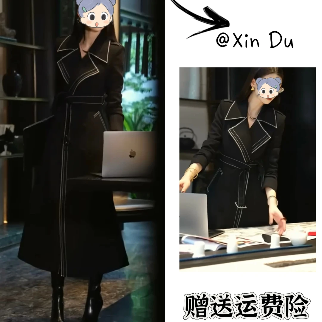 2025秋冬季新款时尚显瘦气质女士网红洋气风衣百搭款D24480