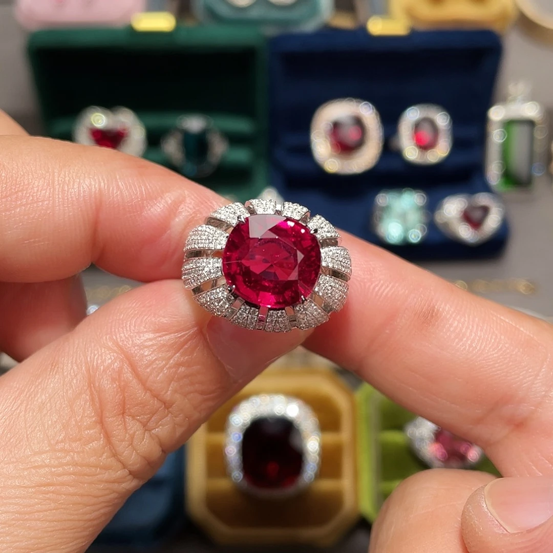 碧玺18K金镶嵌戒指6.3ct