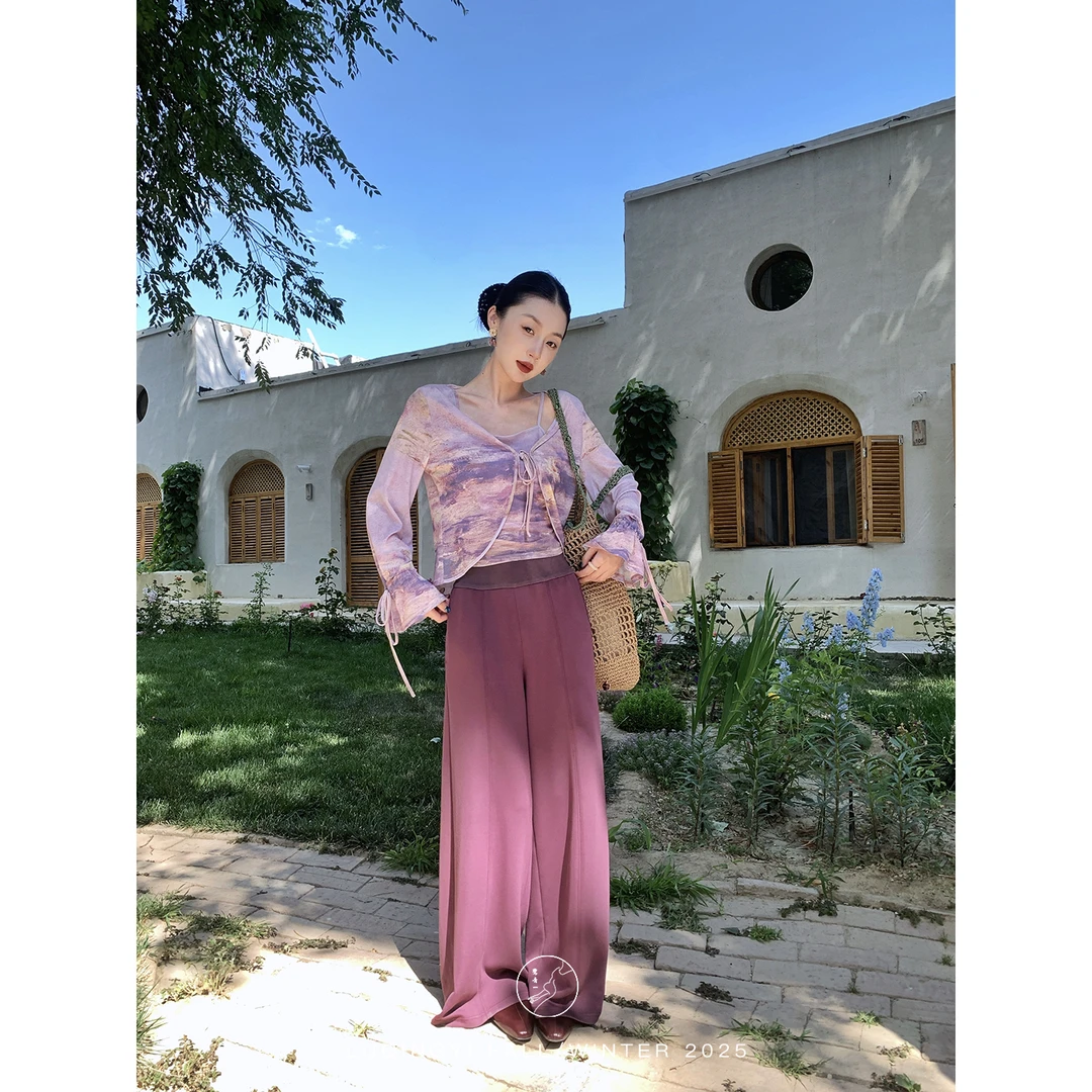 鹭青一原创【常自在】空气层云感中低腰显瘦直筒休闲裤L25K3309K