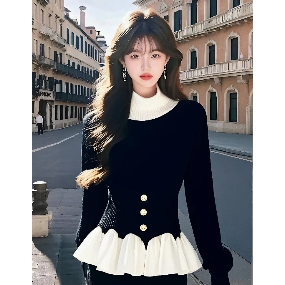 今年爆款黑色高领毛衣女冬季2024加厚高级感软糯内搭显瘦针织上衣