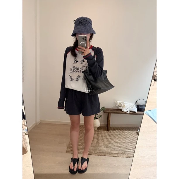 【米奇插肩袖防晒】凉感植绒印花T