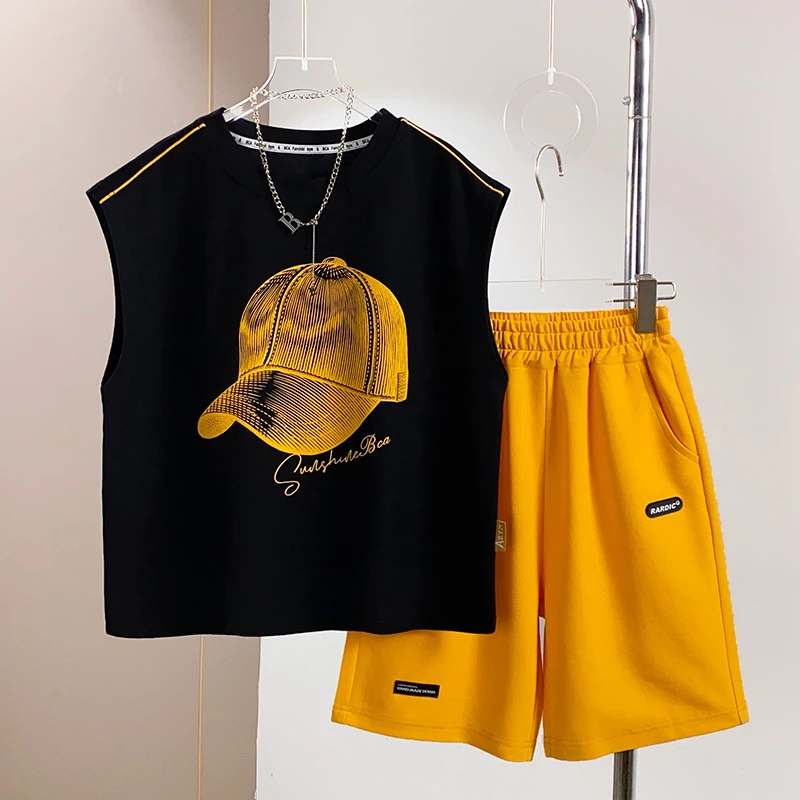 BCA【冠军代言】中大童青少年夏季休闲时尚短袖套装DF-套装3487