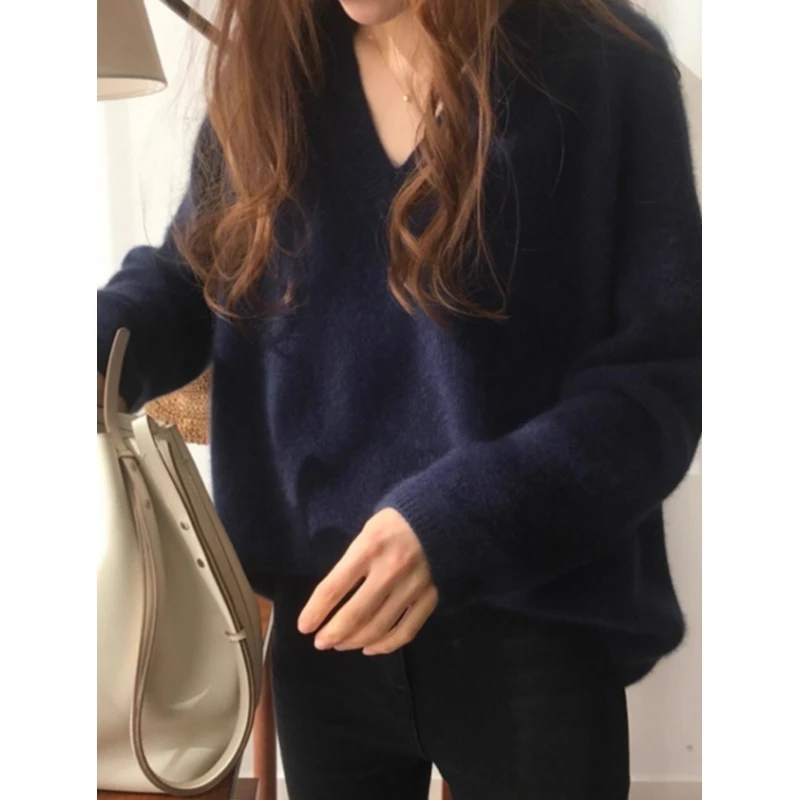 清仓v领毛衣女春内搭复古日系2025新款套头慵懒风针织打底衫上衣