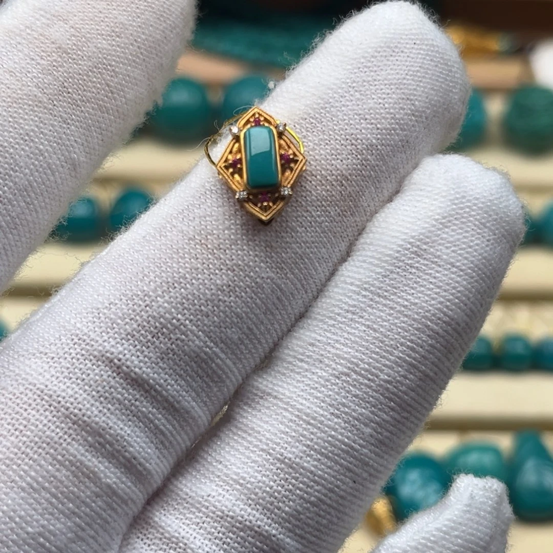 绿松石18K金镶嵌珠宝奇石484