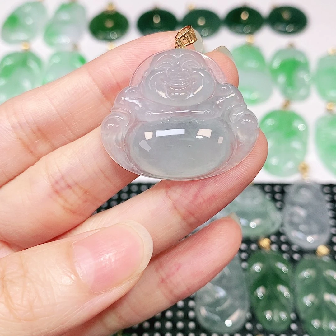 翡翠吊坠(不含链)18K金镶嵌X**呀