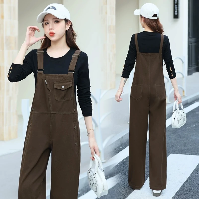 韩版休闲背带裤2025春季新款单件背带裤洋气百搭阔腿裤980