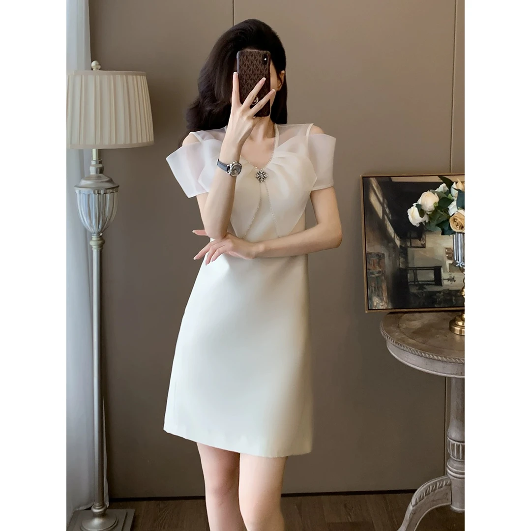 夏季短袖法式绝美气质名媛千金风小个子高端小香风连衣裙女高级感