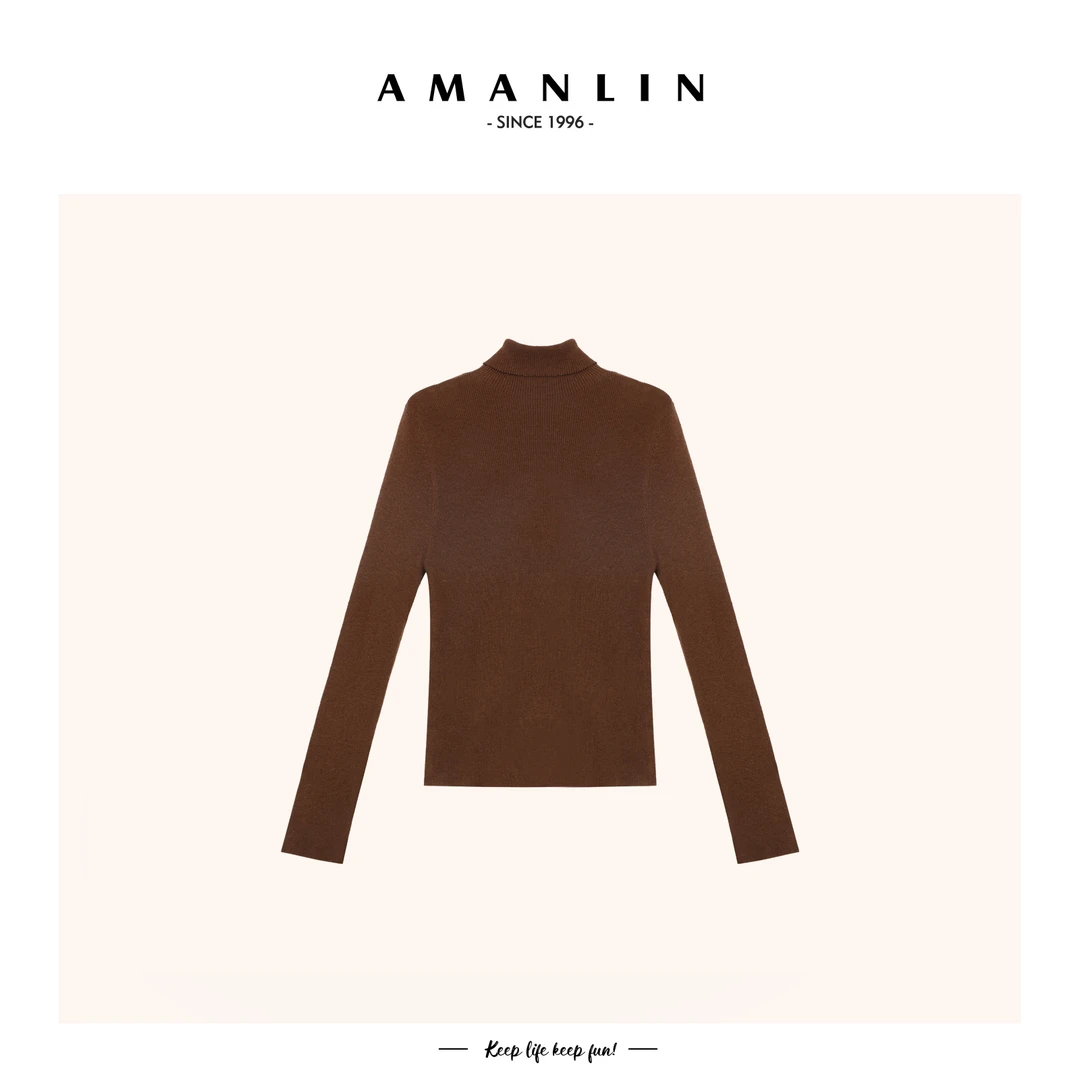 【AMANLIN】秋冬季新款气质时尚高领羊毛打底衫女-H00066
