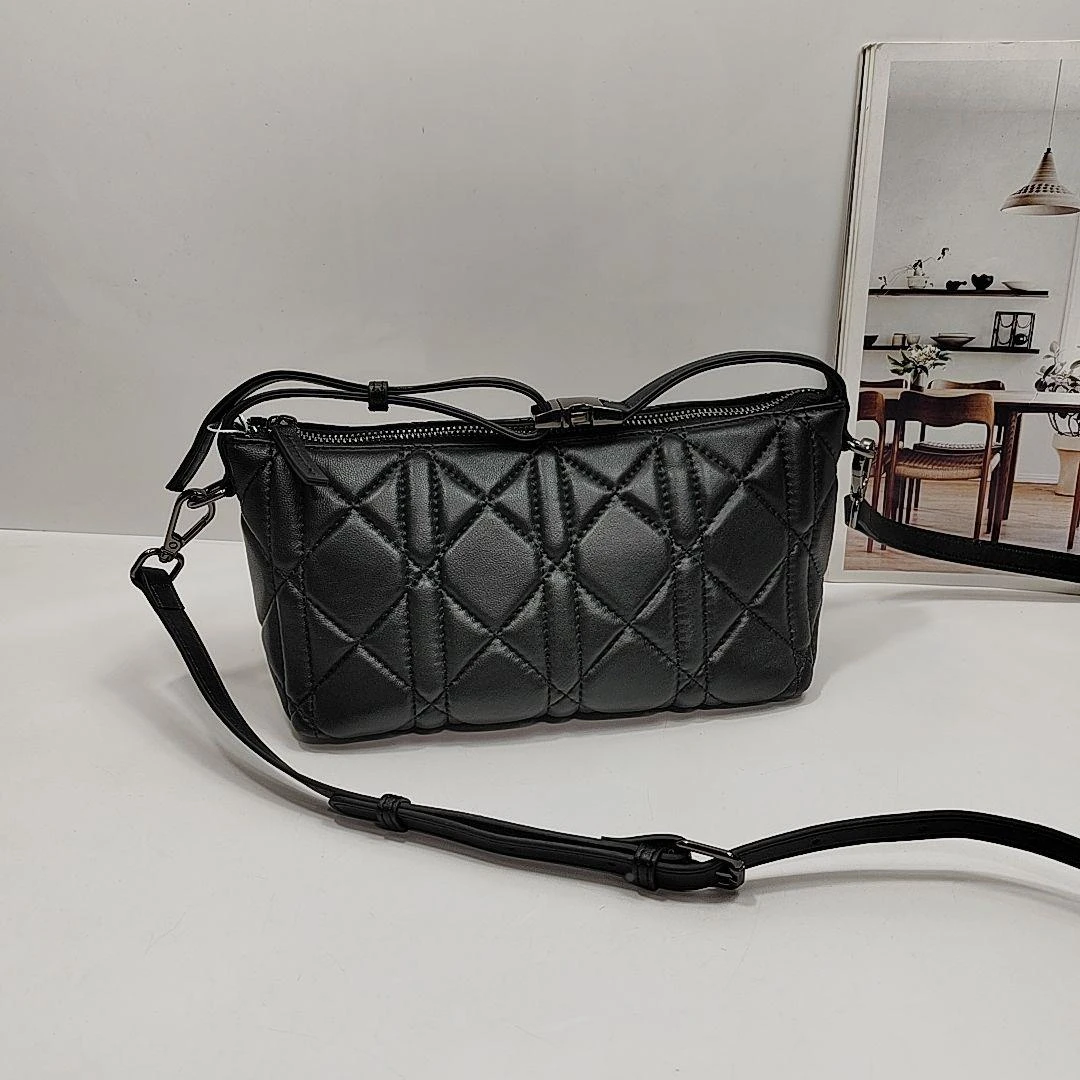 菱格欧美时尚休闲青年女包进口头层百搭潮流单肩斜挎手提包包