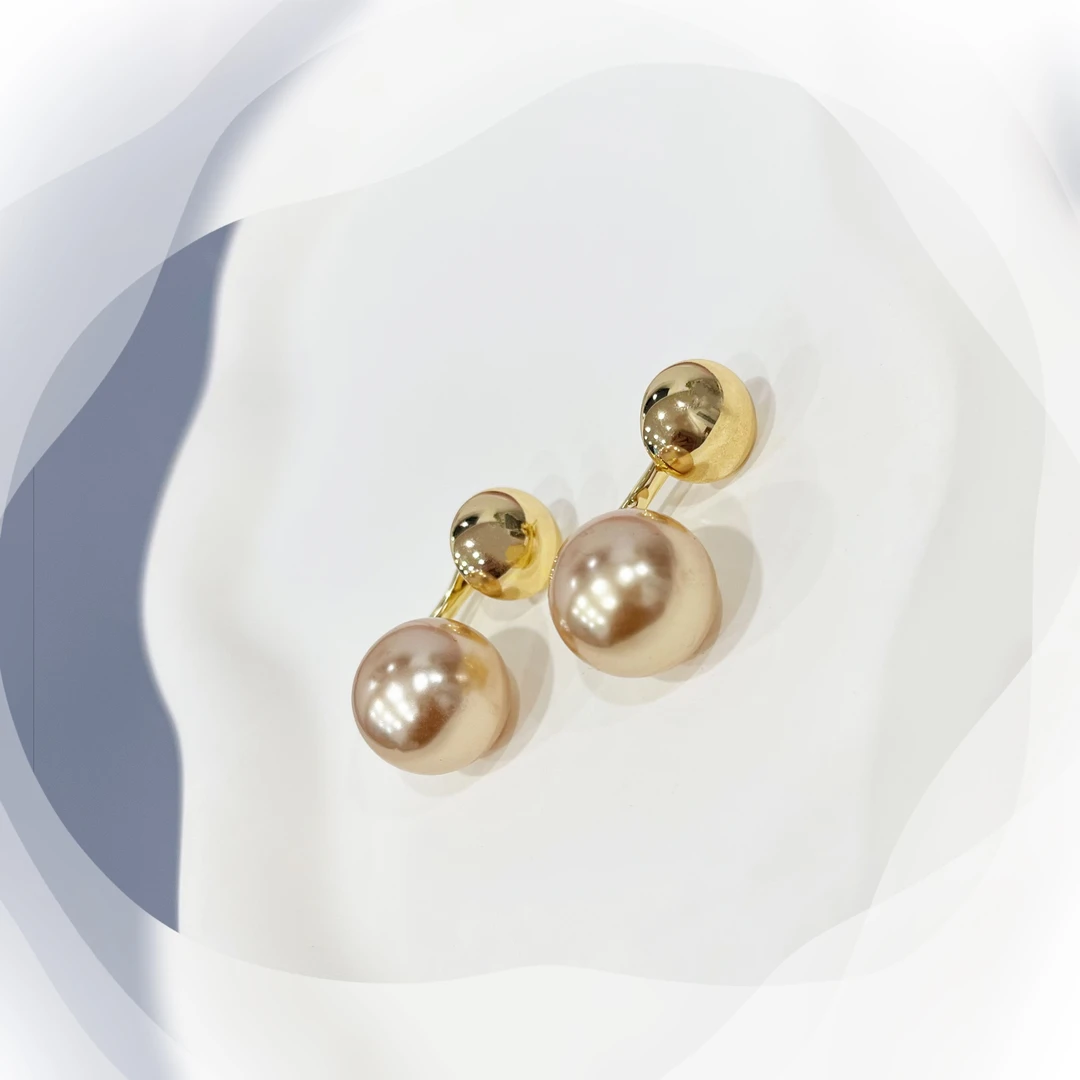 合金仿珍珠耳饰 1823合金高级感豆豆一款多戴香槟贝珠耳环