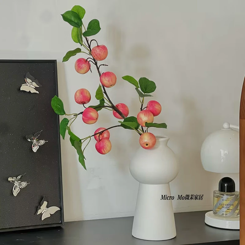 苹果假花仿真花餐桌花电视柜茶几玄关摆件家居装饰摆设