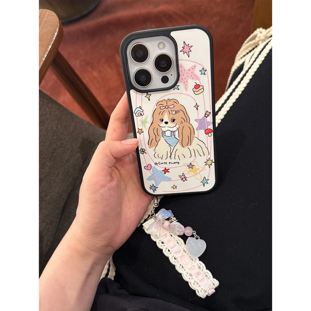 适用苹果16手机壳iPhone15/14promax可爱星星卷毛小狗手机保护套