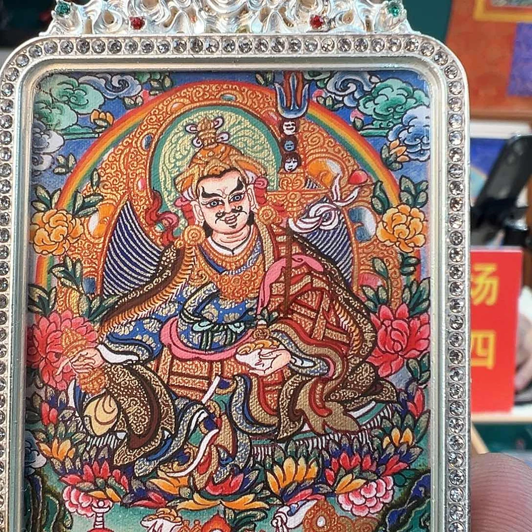 吊坠纯手绘唐卡莲花生