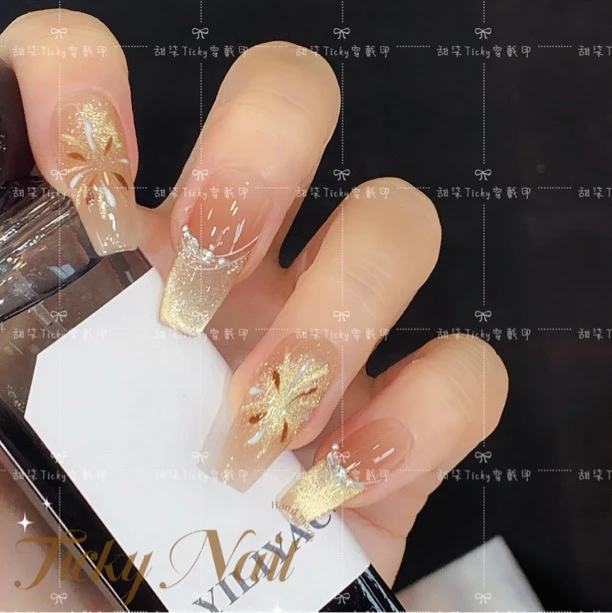 【 浪漫绽放】烟花色猫眼显白纯手工穿戴甲