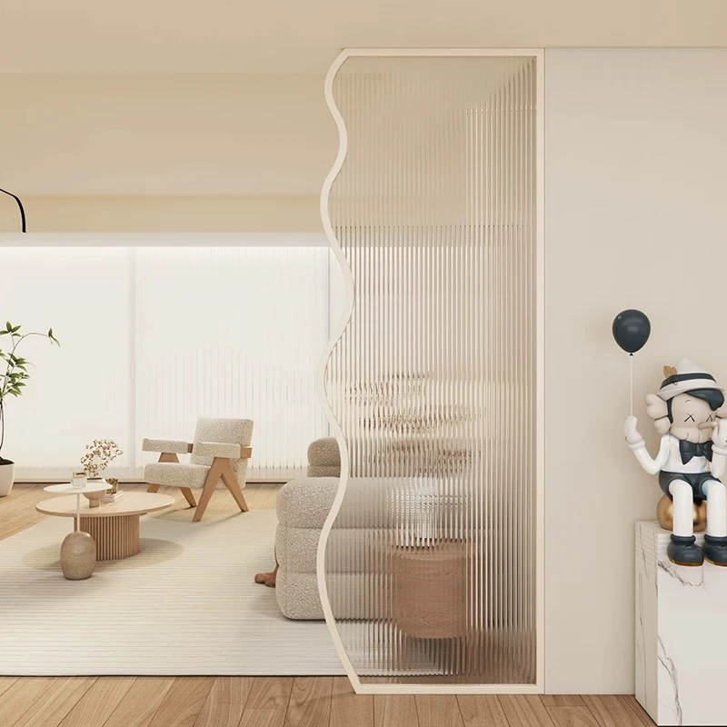 波浪造型隔断客厅入户玄关卫生间玻璃隔断隔断屏风半墙隔断定制