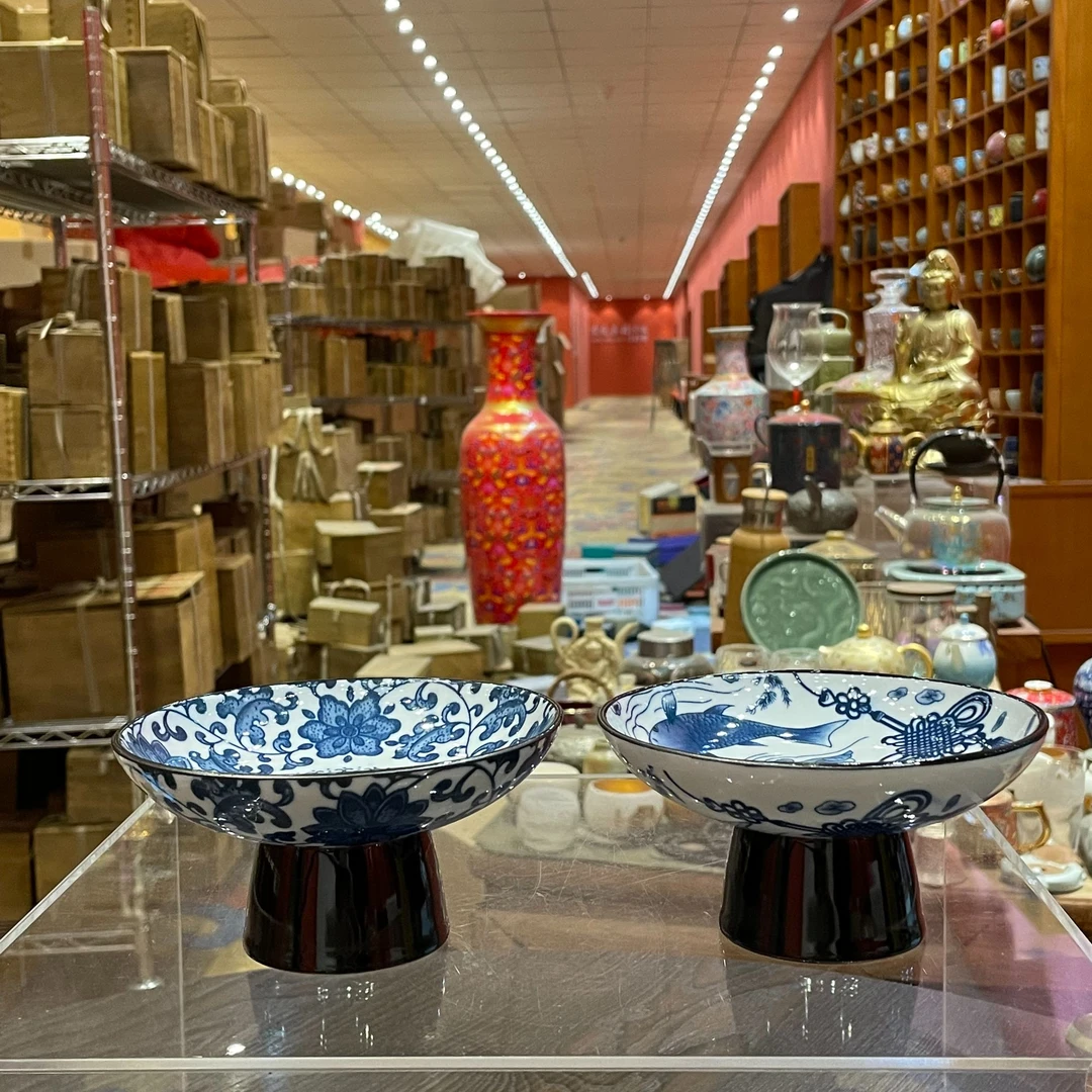 【闪购商品】高脚果盘两个装-缠枝莲鱼，348602