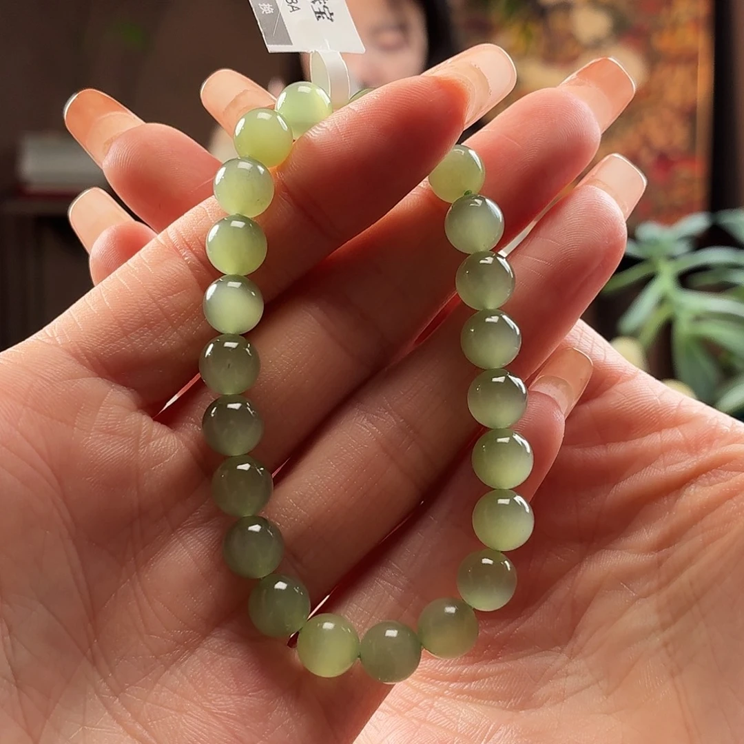 和田玉未镶嵌手串碧玉卡8