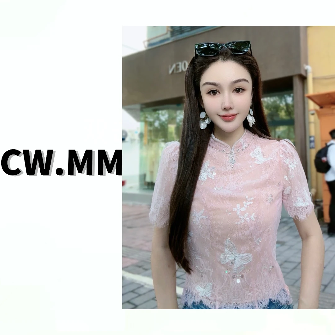 CW.MM ~【精灵】重工刺绣蝴蝶气质女神上衣