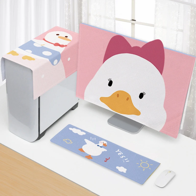 新款电脑防尘三件套家用可爱立体台式显示器键盘防尘布防尘盖巾