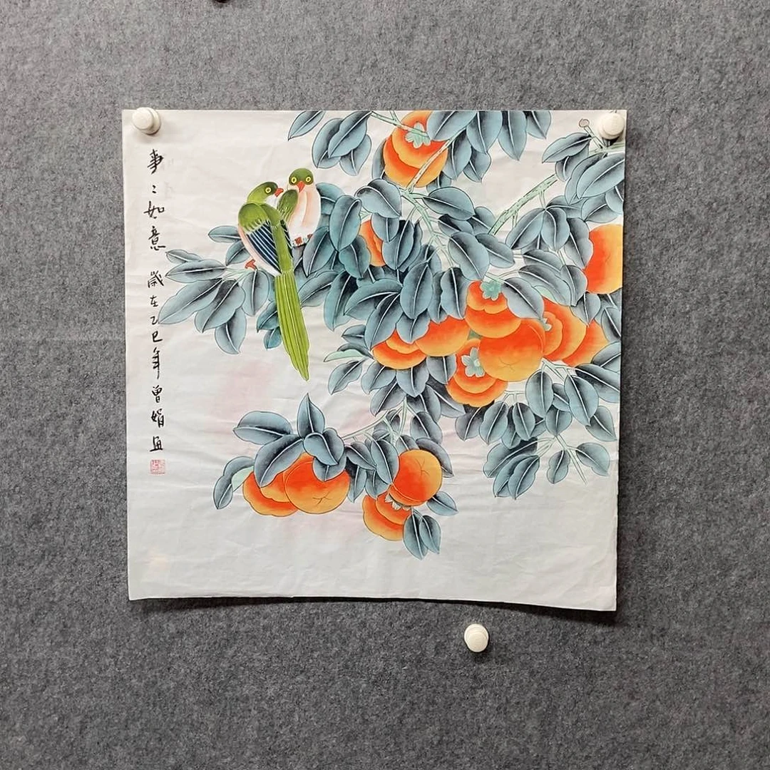 国画四尺斗方工笔一副