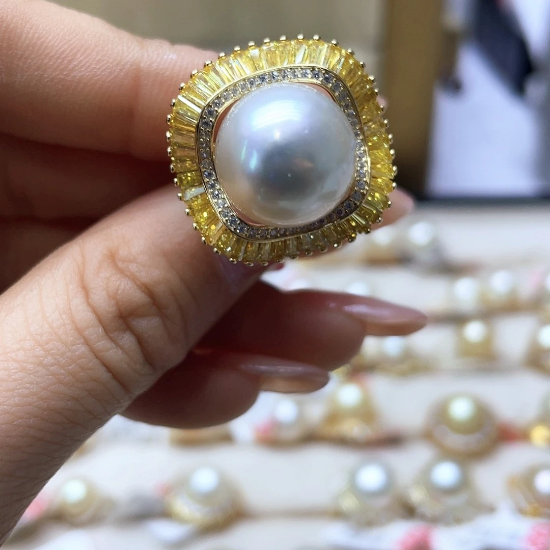 海水珍珠戒指银S925镶嵌