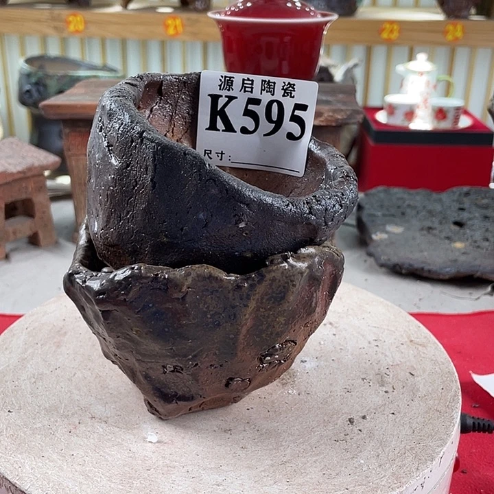 紫砂花盆景德镇陶瓷595