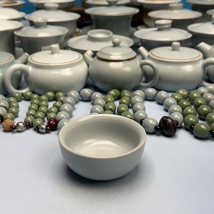 杯仿古月白月压手杯原矿原釉原产地