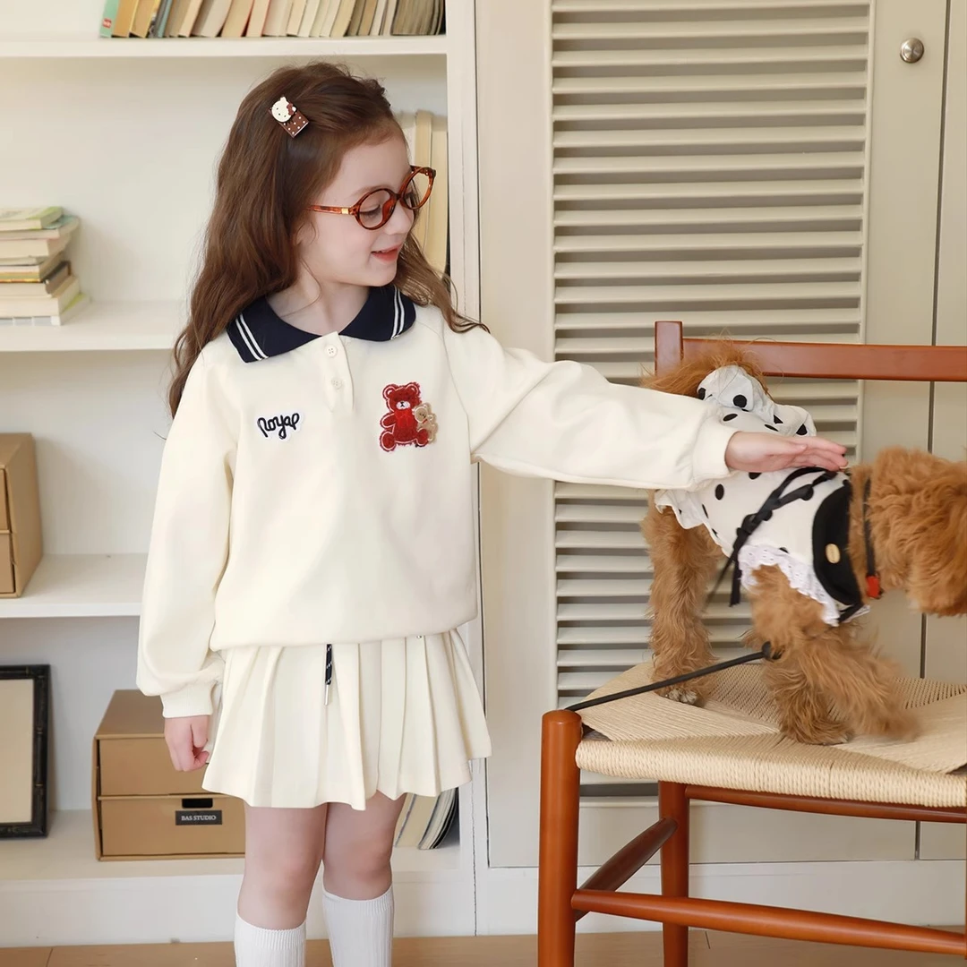 爱上靓妞女童套装2025春装新款儿童宝宝时髦miu系高阶学院套装裙