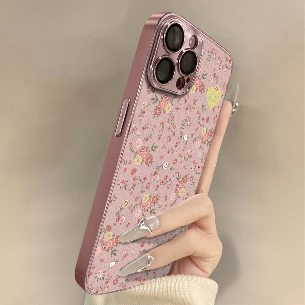 碎花玫瑰适用苹果手机壳实用数码配件女款小众全包防摔高级感个性