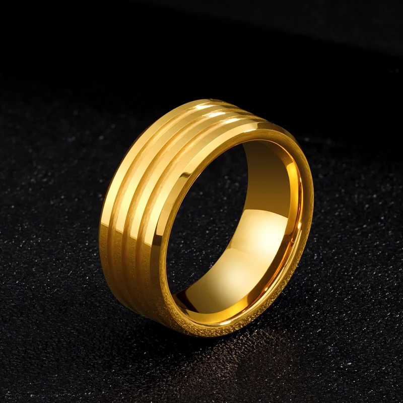 钨合金戒指 男士素圈镀黄金个性钨金戒指高级感时尚男食指宽指环