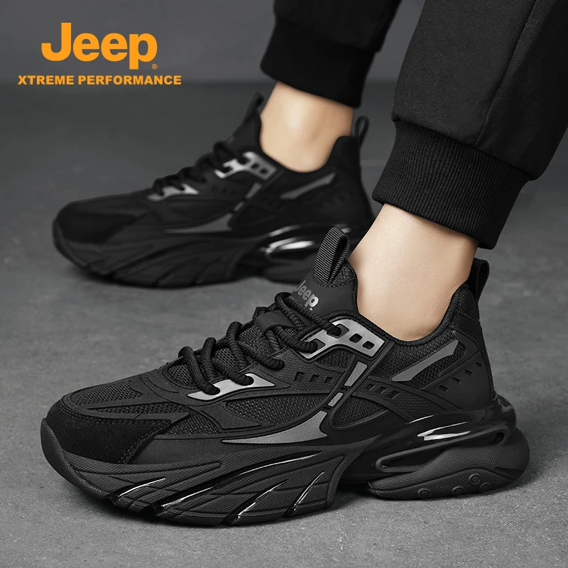 Jeep吉普男鞋2025春季新款网面户外徒步潮流百搭耐磨厚底老爹鞋男