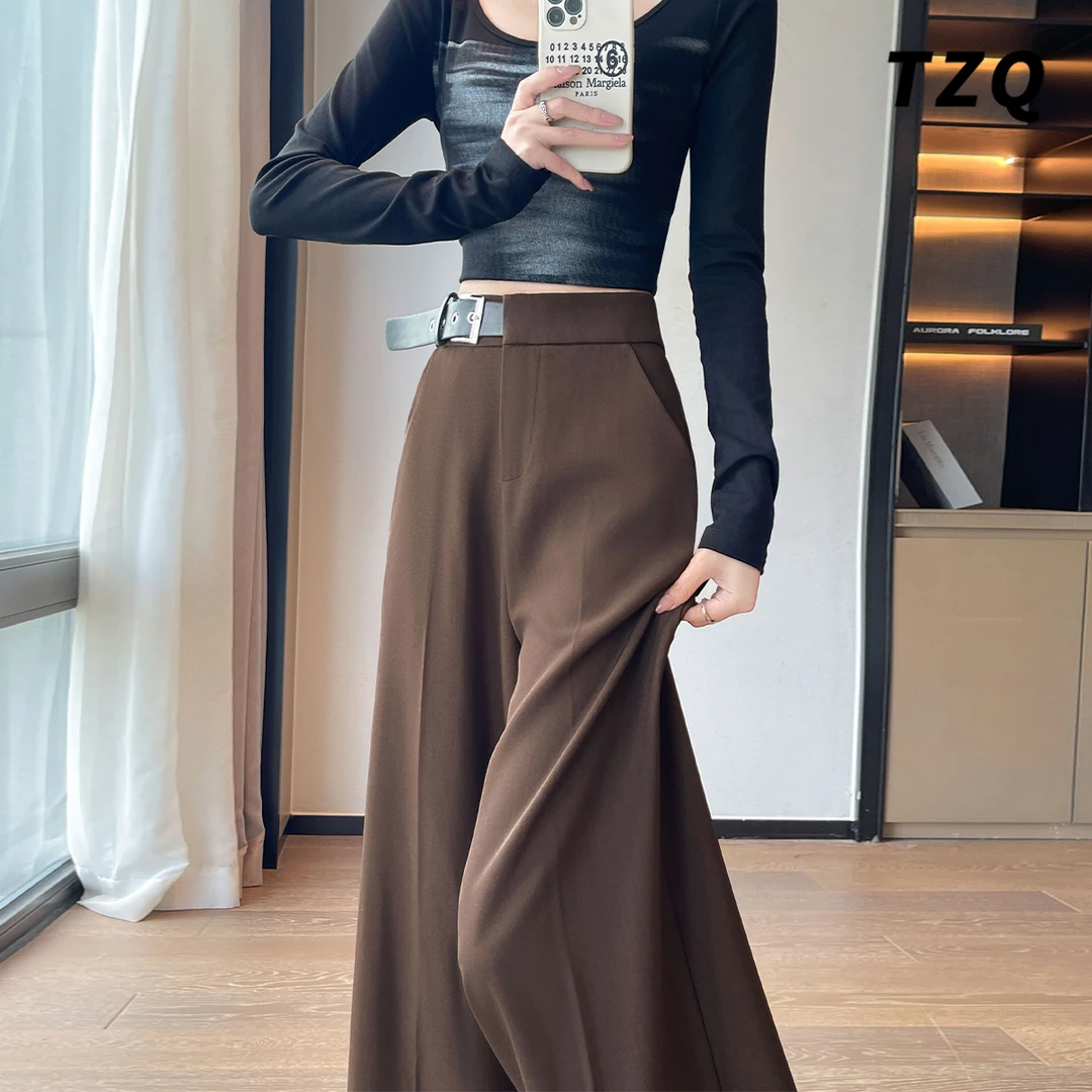 美拉德高腰西装裤女2025秋小个子直筒阔腿裤休闲拖地裤TZQ2582019