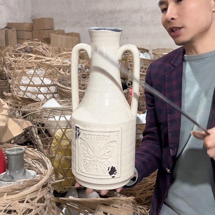 瓶高度38厘米口径6厘米微瑕捡漏干裂