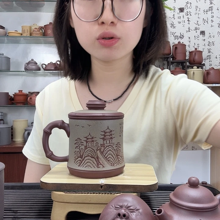 茶杯紫砂原矿黄鹤楼三件套450CC左右没礼盒