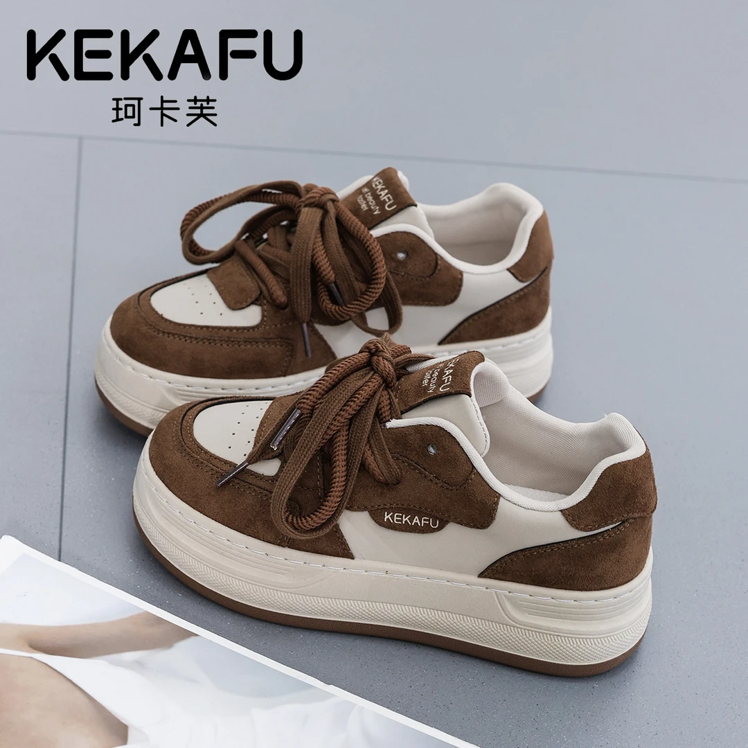 KEKAFU/珂卡芙2025秋季时尚百搭板鞋厚底舒适轻便休闲鞋流光风女