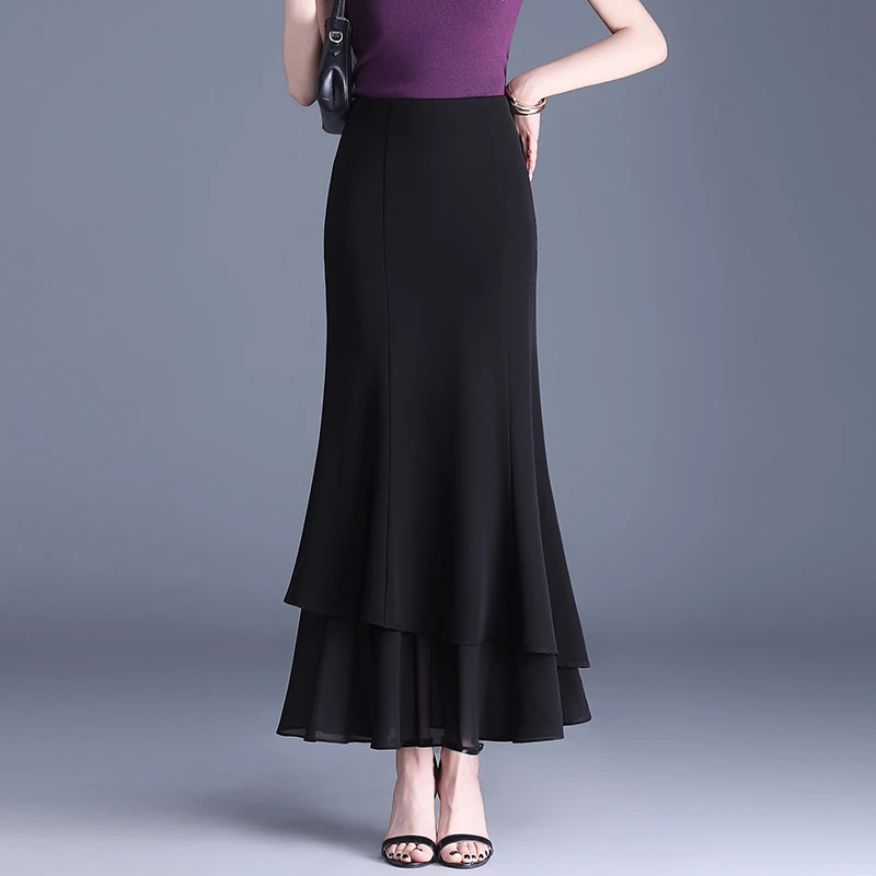 新品显瘦鱼尾裙透气不规则包臀裙长裙女性感2025垂坠感超好冰丝感