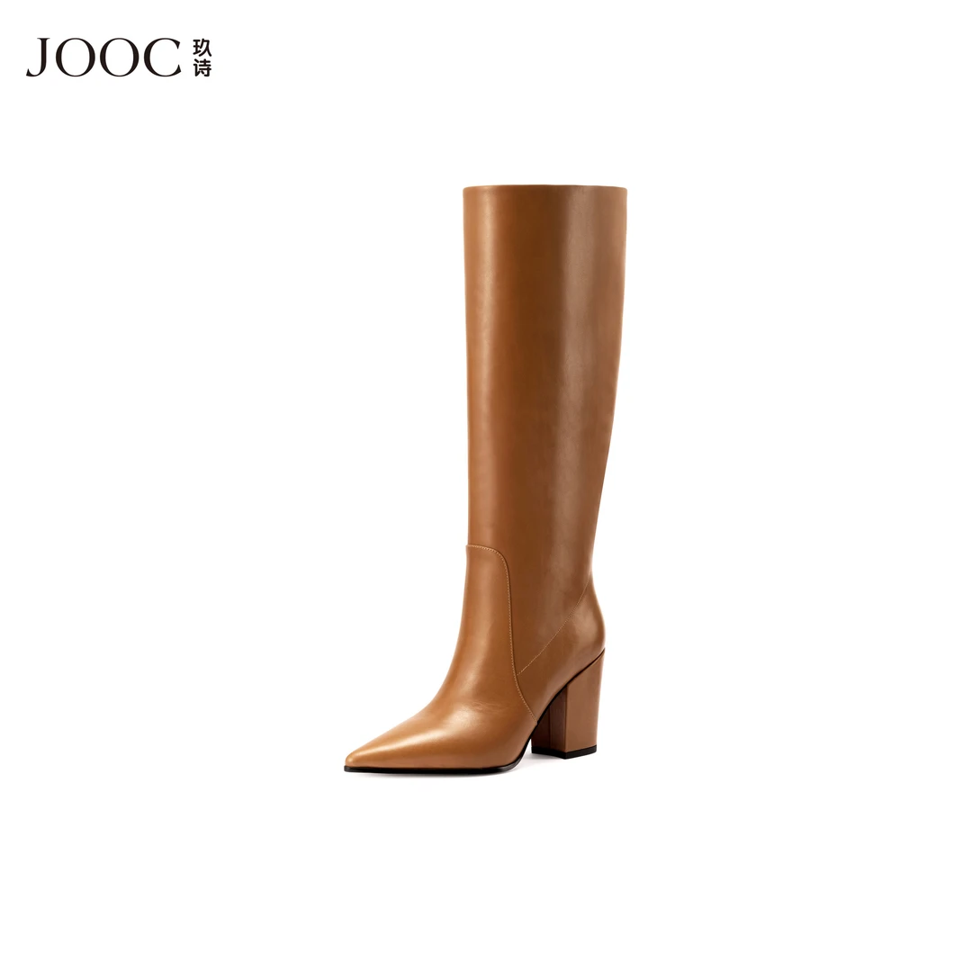 【经典重塑】JOOC玖诗粗跟时尚高筒骑士靴秋冬新款高跟靴子女