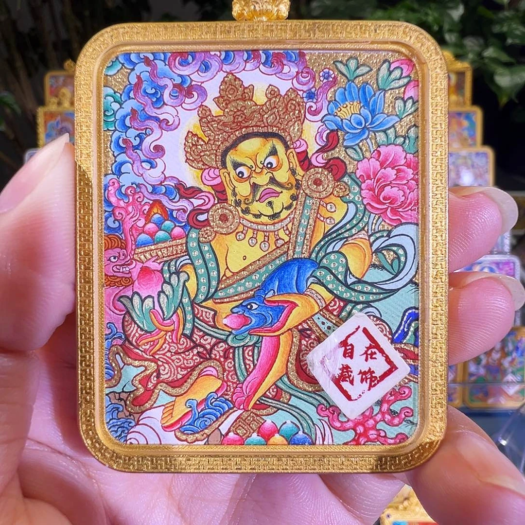 吊坠黄财热贡纯手绘唐卡