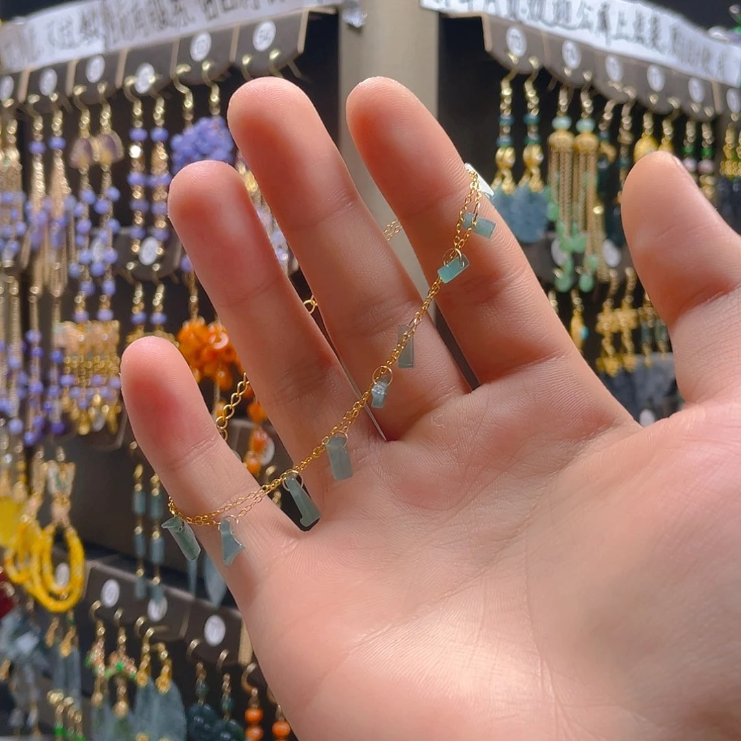 翡翠耳饰合金翡翠