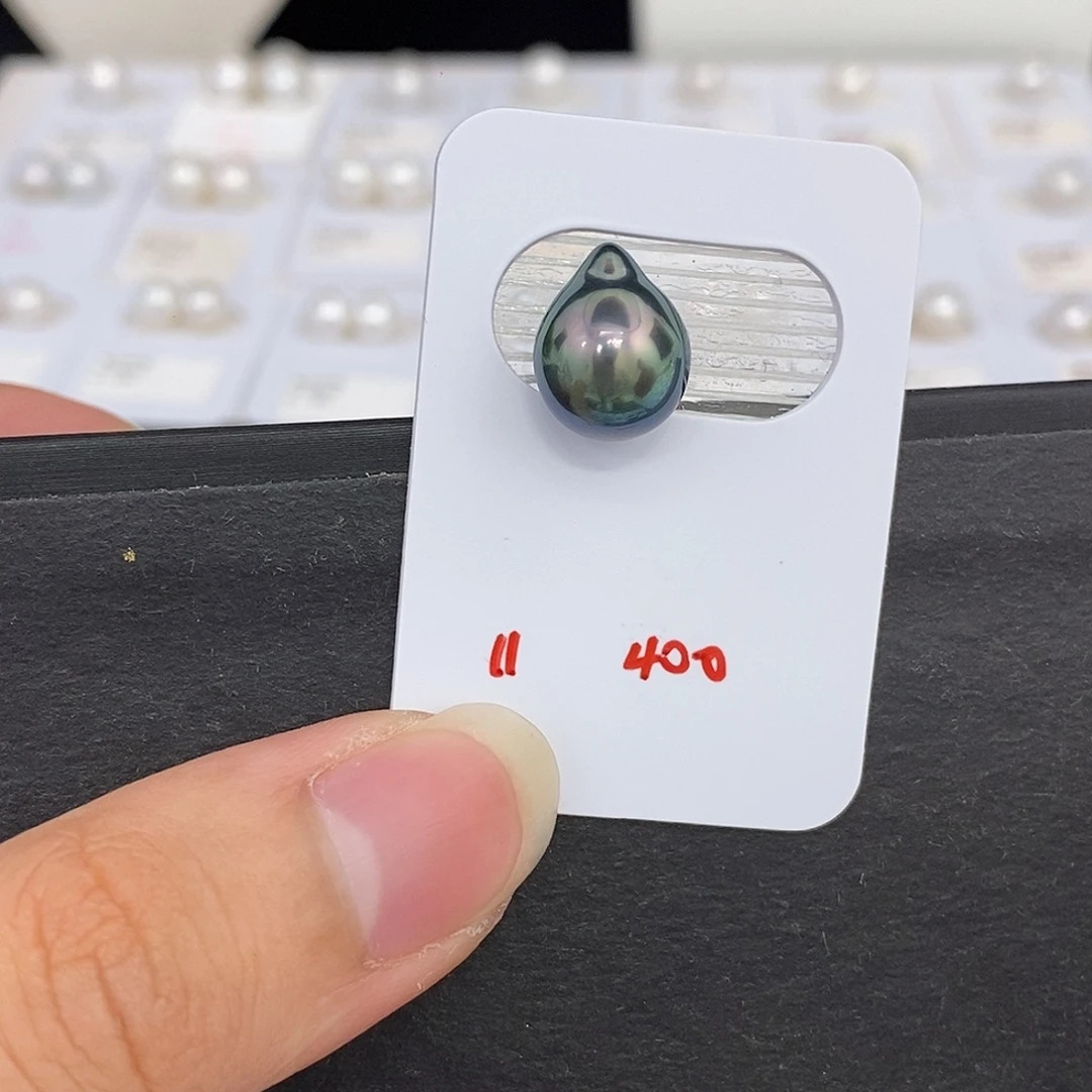 未镶嵌海水珍珠耳饰11mm大溪地单颗