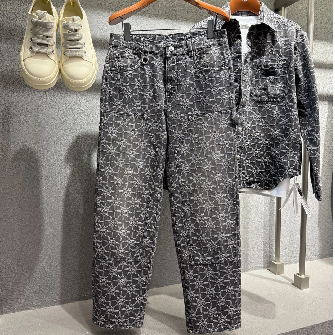 DIKALO FERRE/迪卡里奥 费雷DF3NZ781男士早春高定提花阔腿牛仔裤