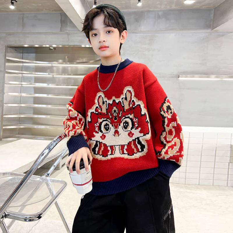 男童冬款毛衣新款秋冬季中大儿童酷帅针织炸街潮C3312