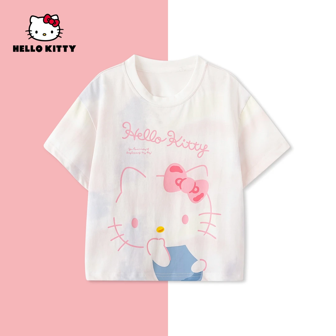 HelloKitty夏季新款女童时尚休闲扎染T恤儿童上衣AC5221MK275 KT