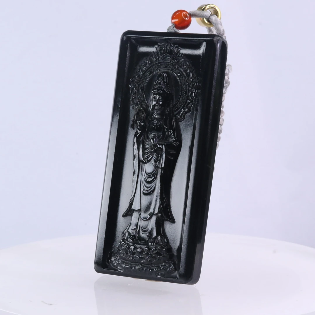 30和田玉墨玉观音吊坠/402043北京中保拍卖