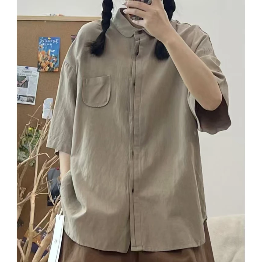 新款纯色短袖衬衫362565A1款